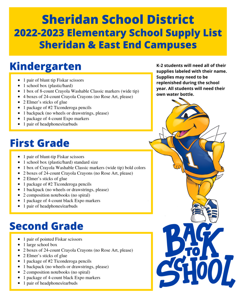 EEE Releases Supply List For 2022 23 East End Elementary