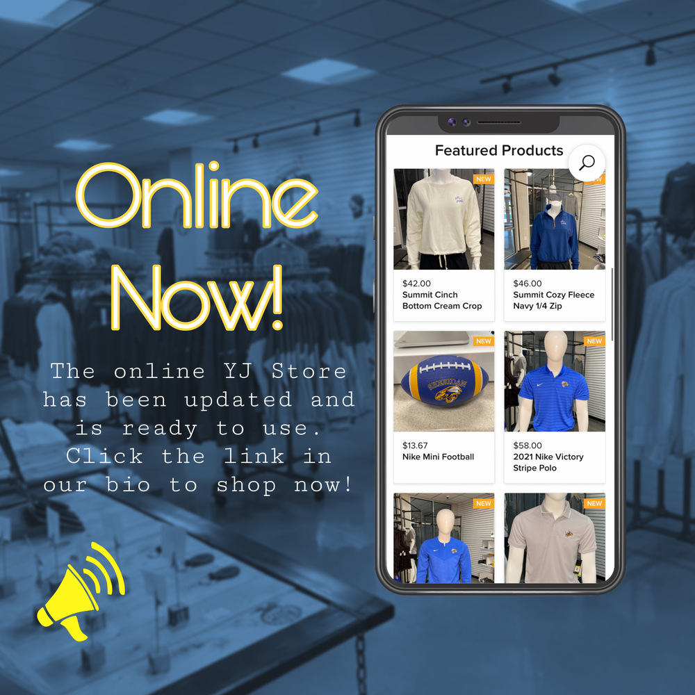 Graphic announcing the Yellowjacket Online Store is open