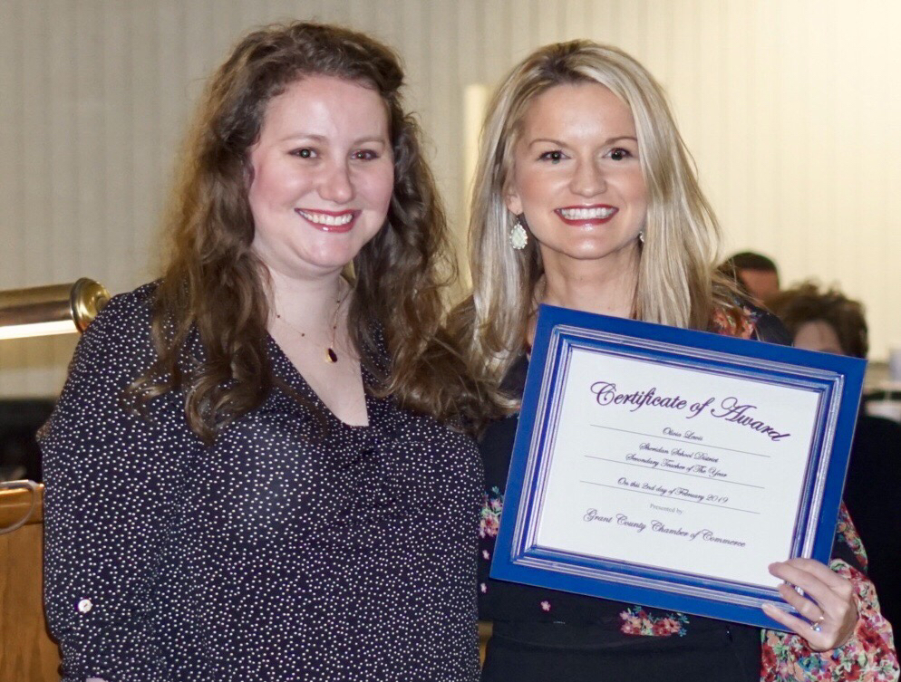 Congratulations to our Grant County Chamber of Commerce Secondary Teacher of the Year Olivia Lewis!