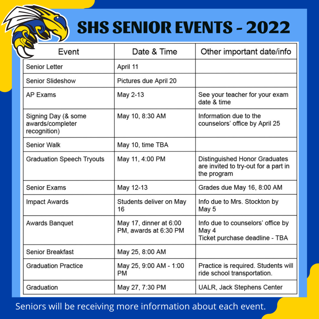 SHS senior calendar