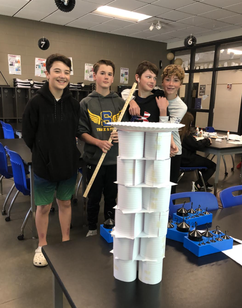 Engineers of the tallest tower - Seth McHughes, Andrew Mitchell, Cole Strickland, & Harrison Sredin